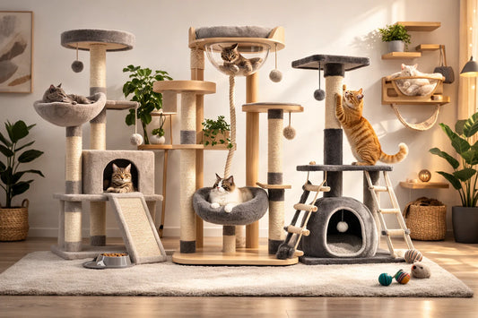 plusieurs chats dans arbres chat