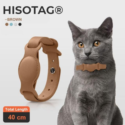 collier airtag marron chat gris