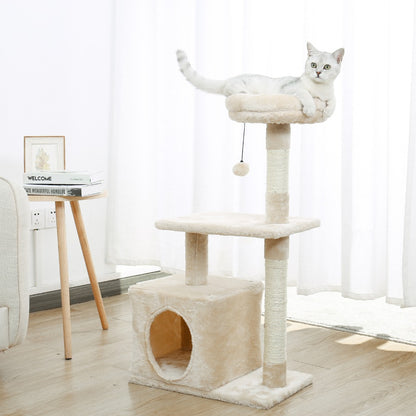 arbre a chat beige avec perchoir