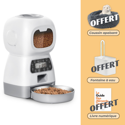 OFFRE SPECIALE - Distributeur Automatique de Croquettes + Fontaine à Eau + Coussin Apaisant + Guide Offert [livraison express]