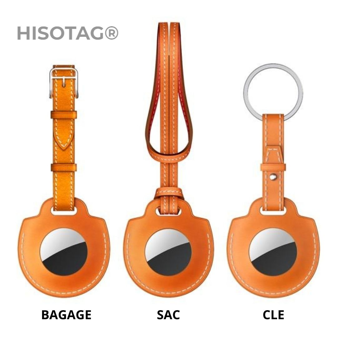 airtag porte clé cuir orange