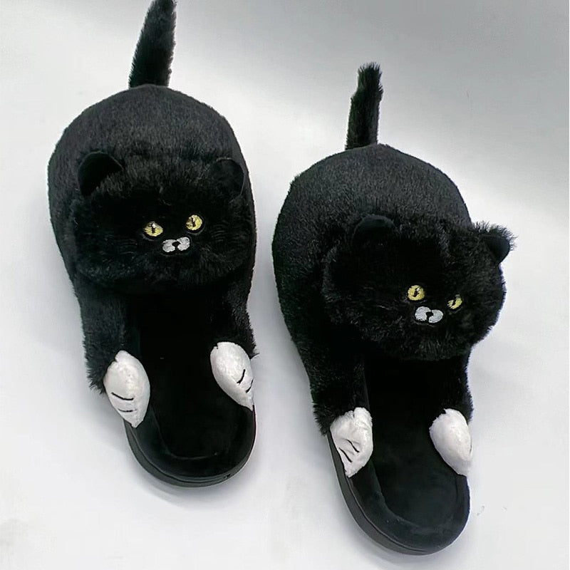 chaussons chat noir